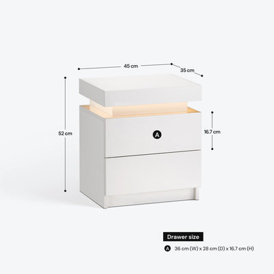 Kumar LED Light Bedside Table