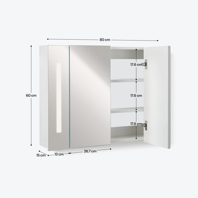 Othello LED Lights Bathroom Mirror Cabinet (2 Door)