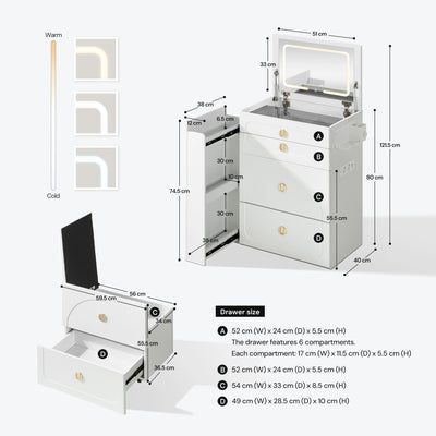 Nuvia Dressing Table Set with Foldable Mirror