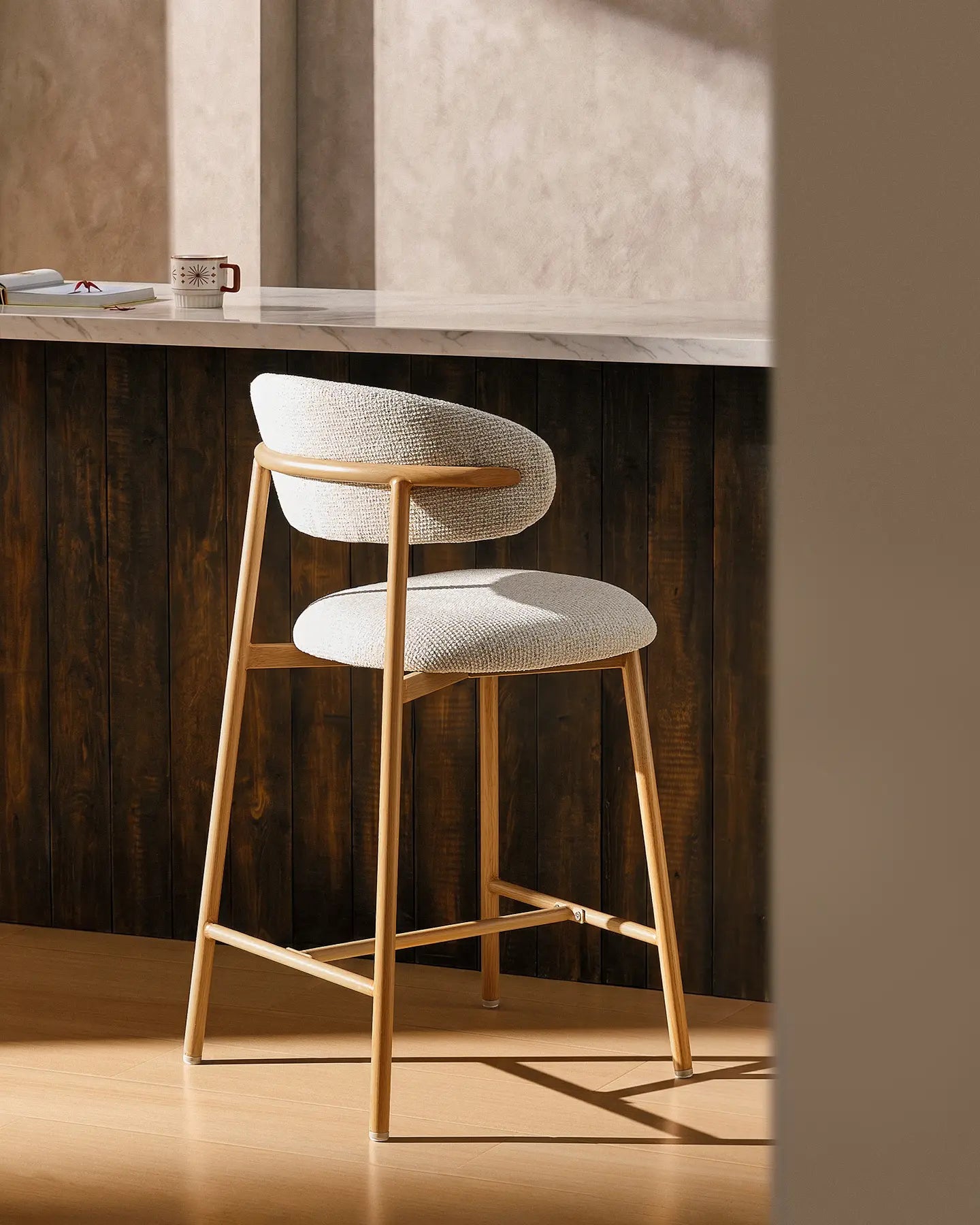 Rowan Cream Chenille Bar Stools, 65 cm