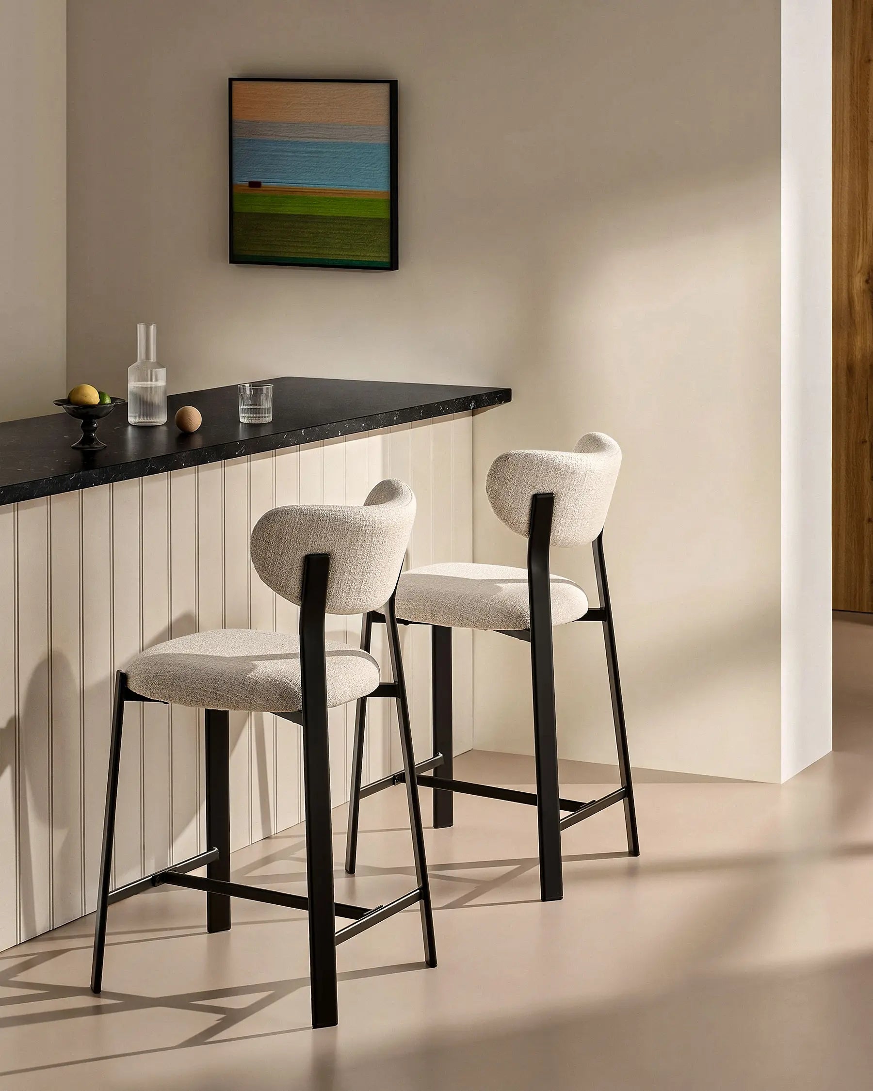 Bramley Linen Blend Bar Stools, 65 cm