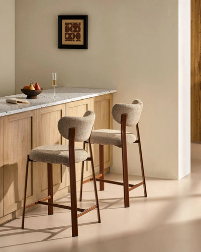 Bramley Light Taupe Chenille Bar Stools, 65 cm