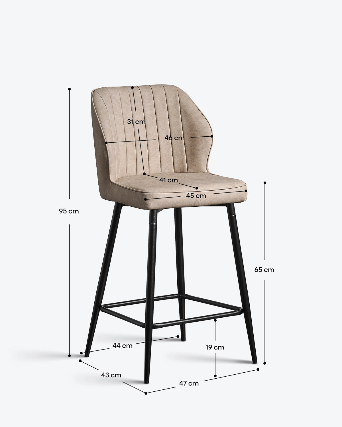 Tabourets de bar Danforth en similicuir, 65 cm