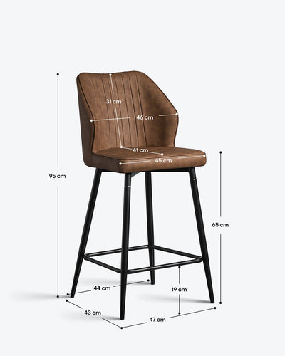 Tabourets de bar Danforth en similicuir, 65 cm