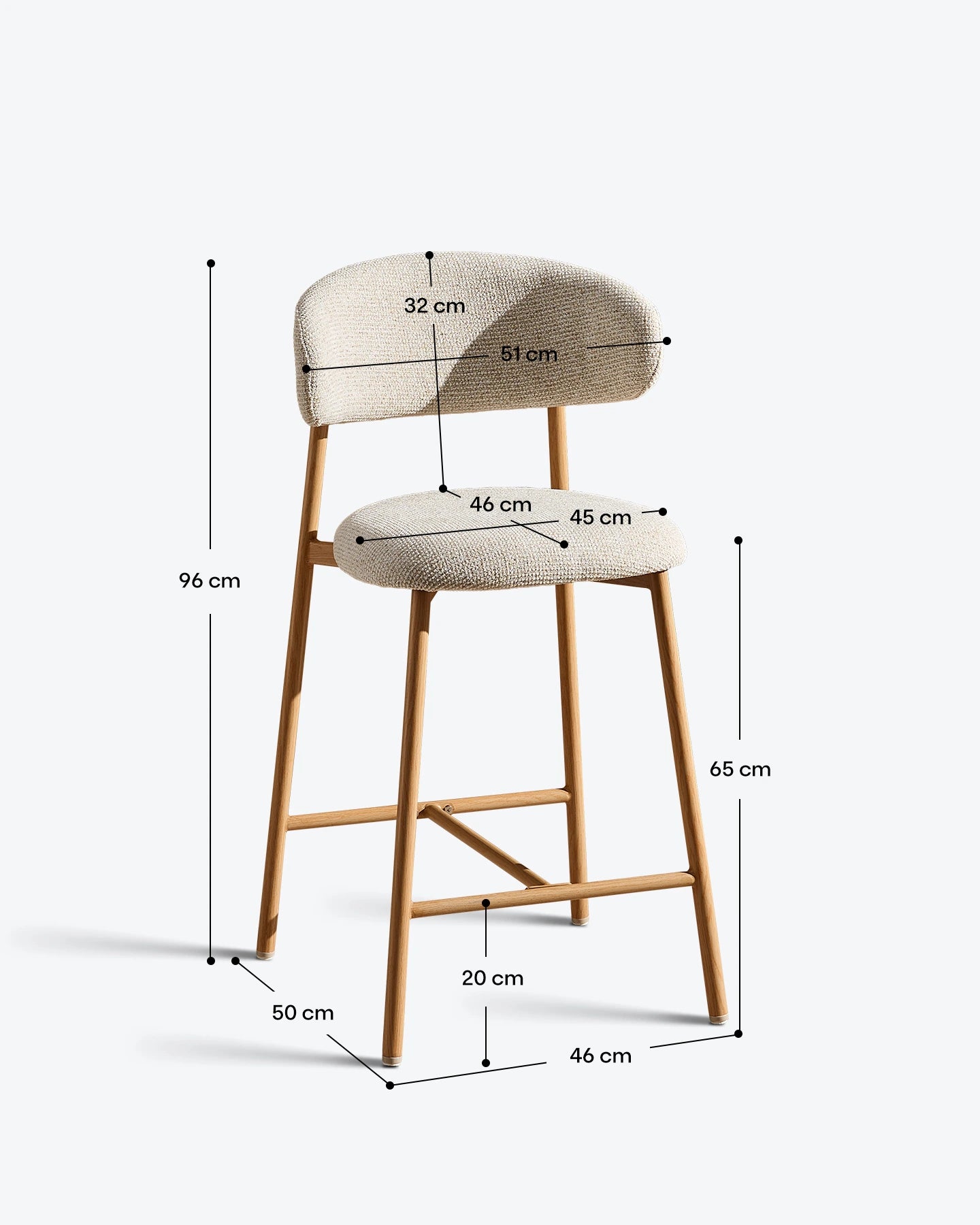 Rowan Cream Chenille Bar Stools, 65 cm