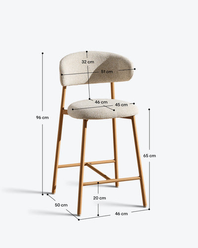 Rowan Cream Chenille Bar Stools, 65 cm