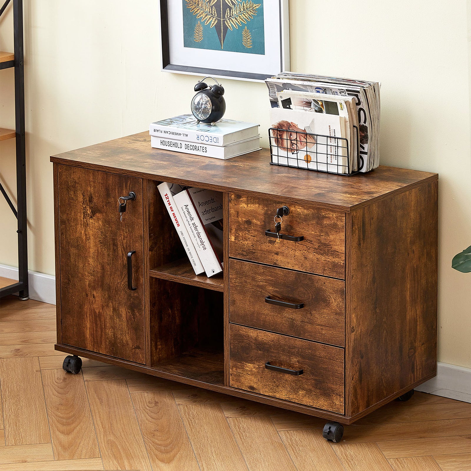 Edene Wide Lateral Filing Cabinet [3-Drawer 1-Door]