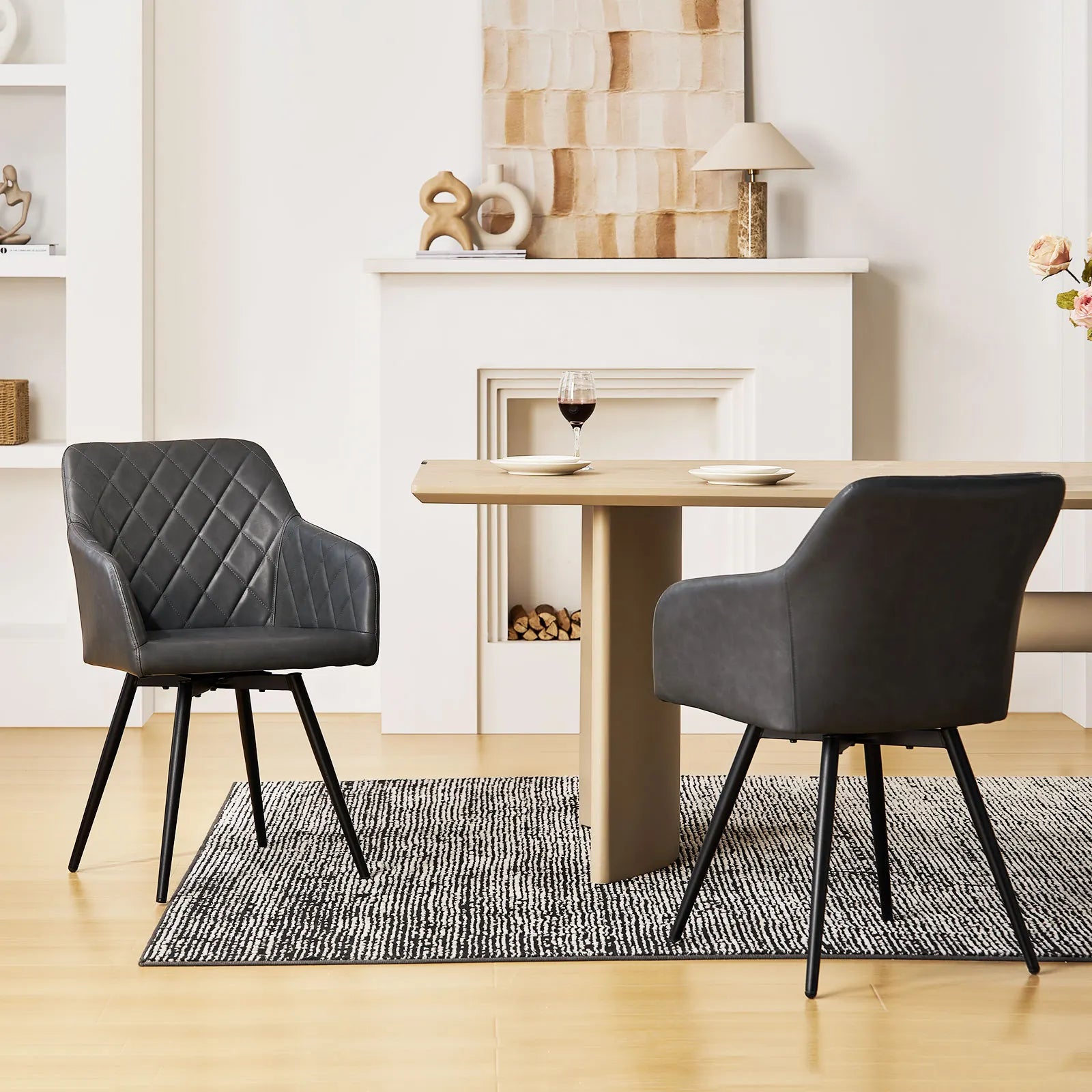 Moree Faux Leather Swivel Chairs