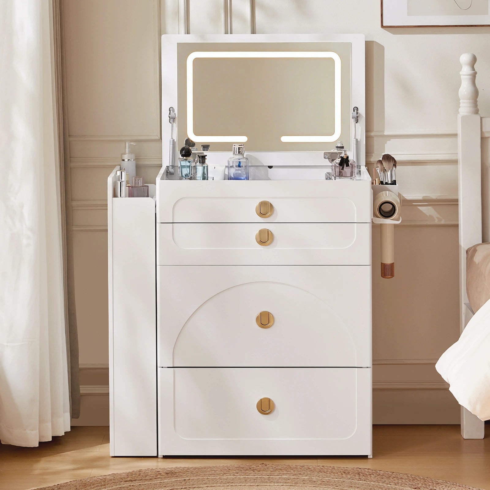 Nuvia Dressing Table Set with Foldable Mirror