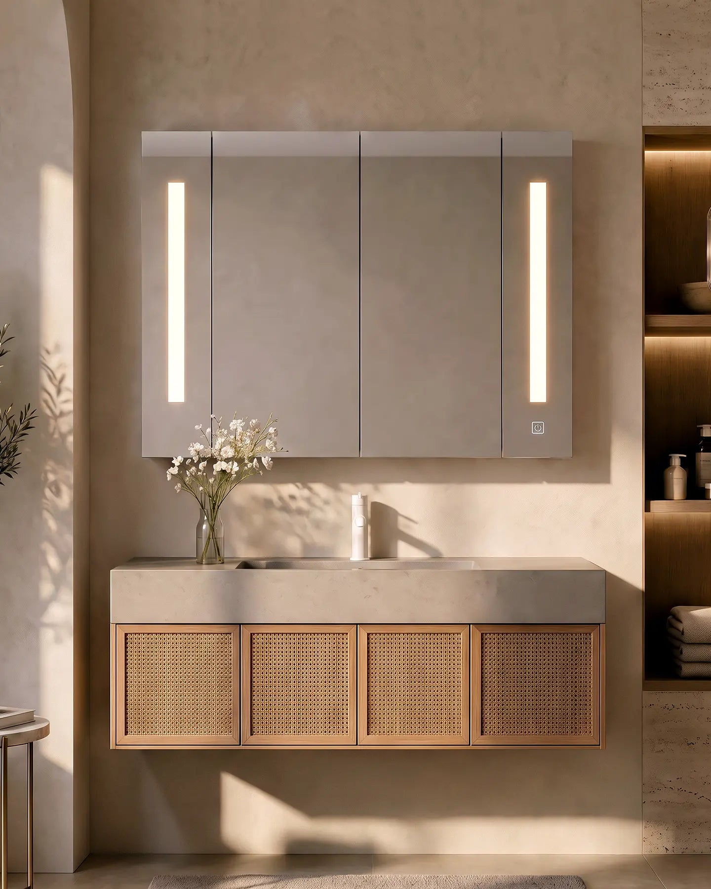 Othello LED Lights Bathroom Mirror Cabinet (2 Door)
