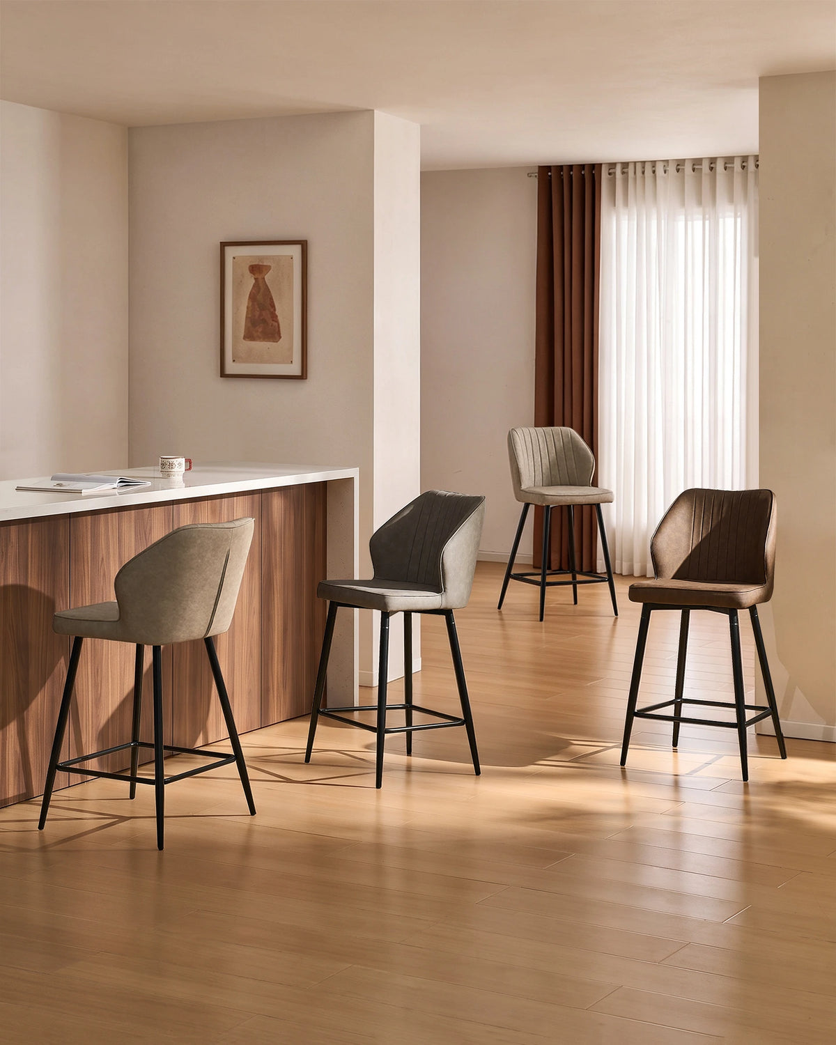 Tabourets de bar Danforth en similicuir, 65 cm