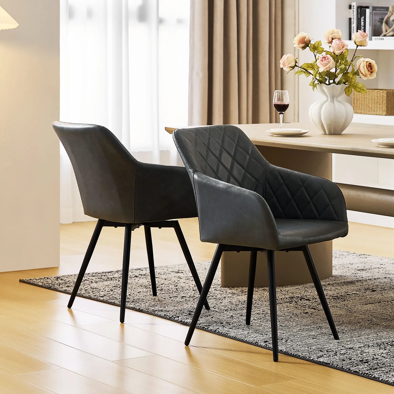 Moree Faux Leather Swivel Chairs