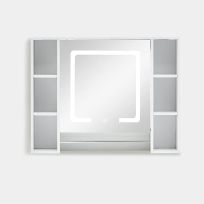Tavion Bathroom Mirror Cabinet with Lights (1 Door+6 Shelves)