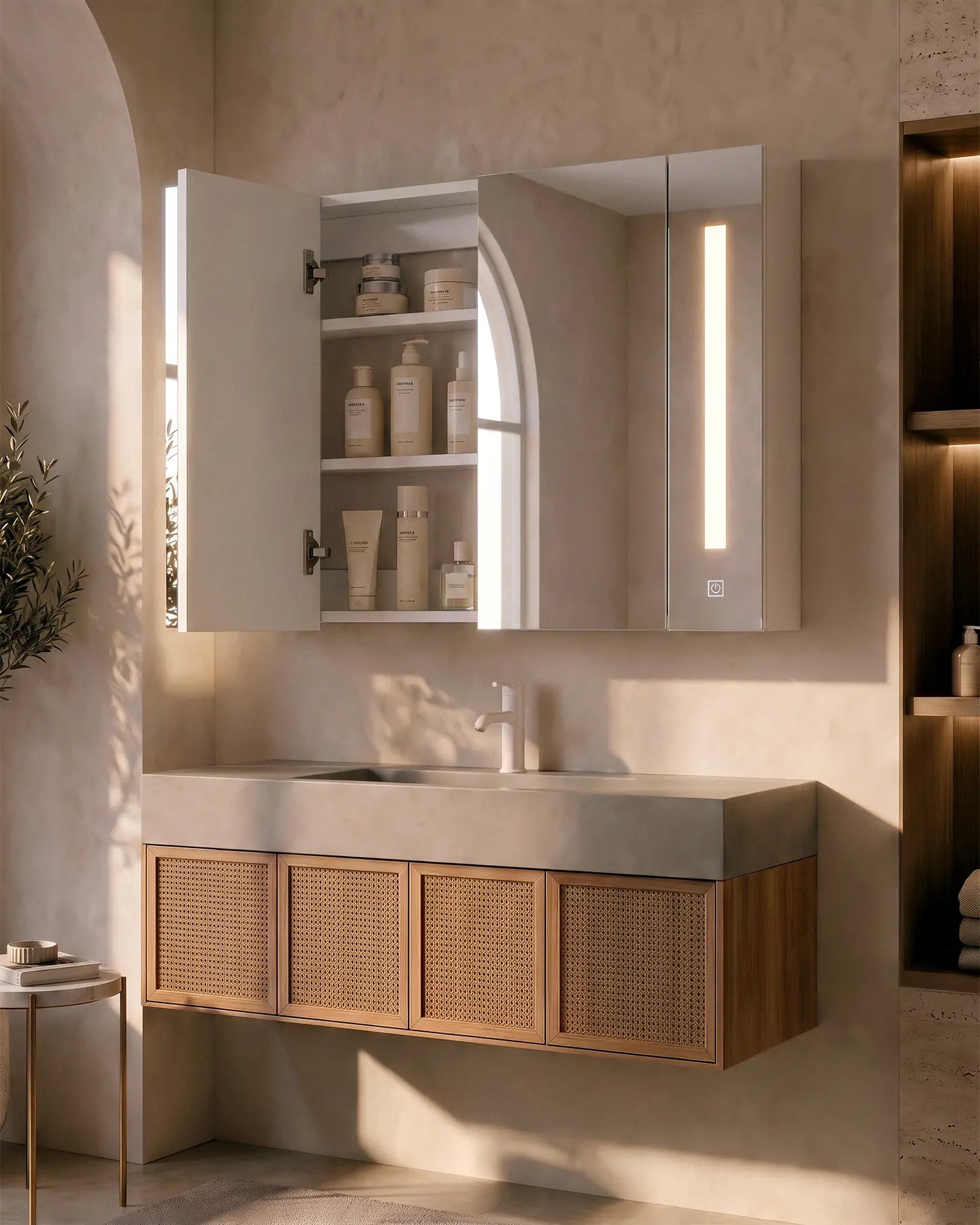 Othello LED Lights Bathroom Mirror Cabinet (2 Door)