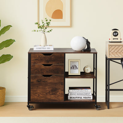 Wide 3-Drawer Modern Industrial Filing Cabinet