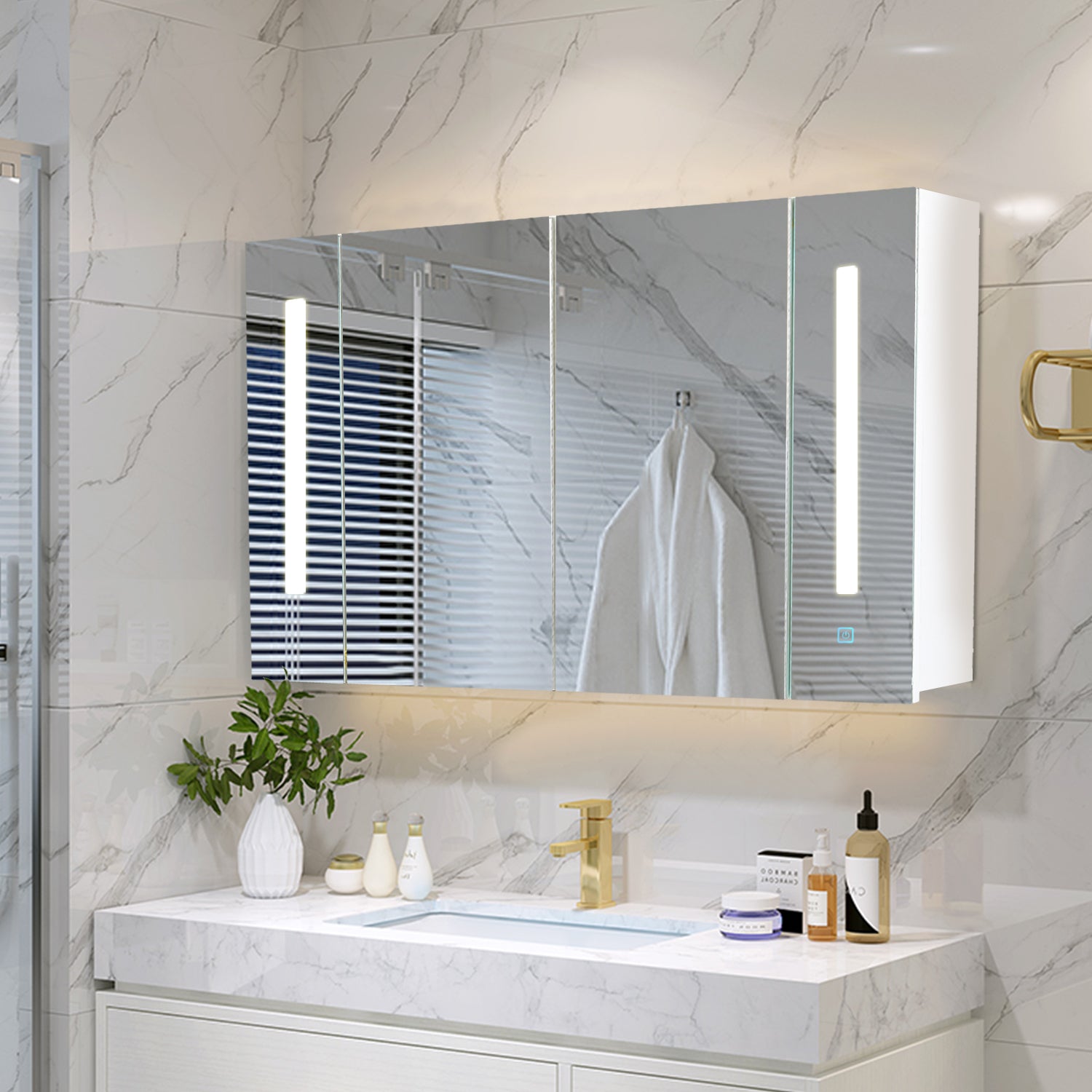 Othello LED Lights Bathroom Mirror Cabinet (2 Door)