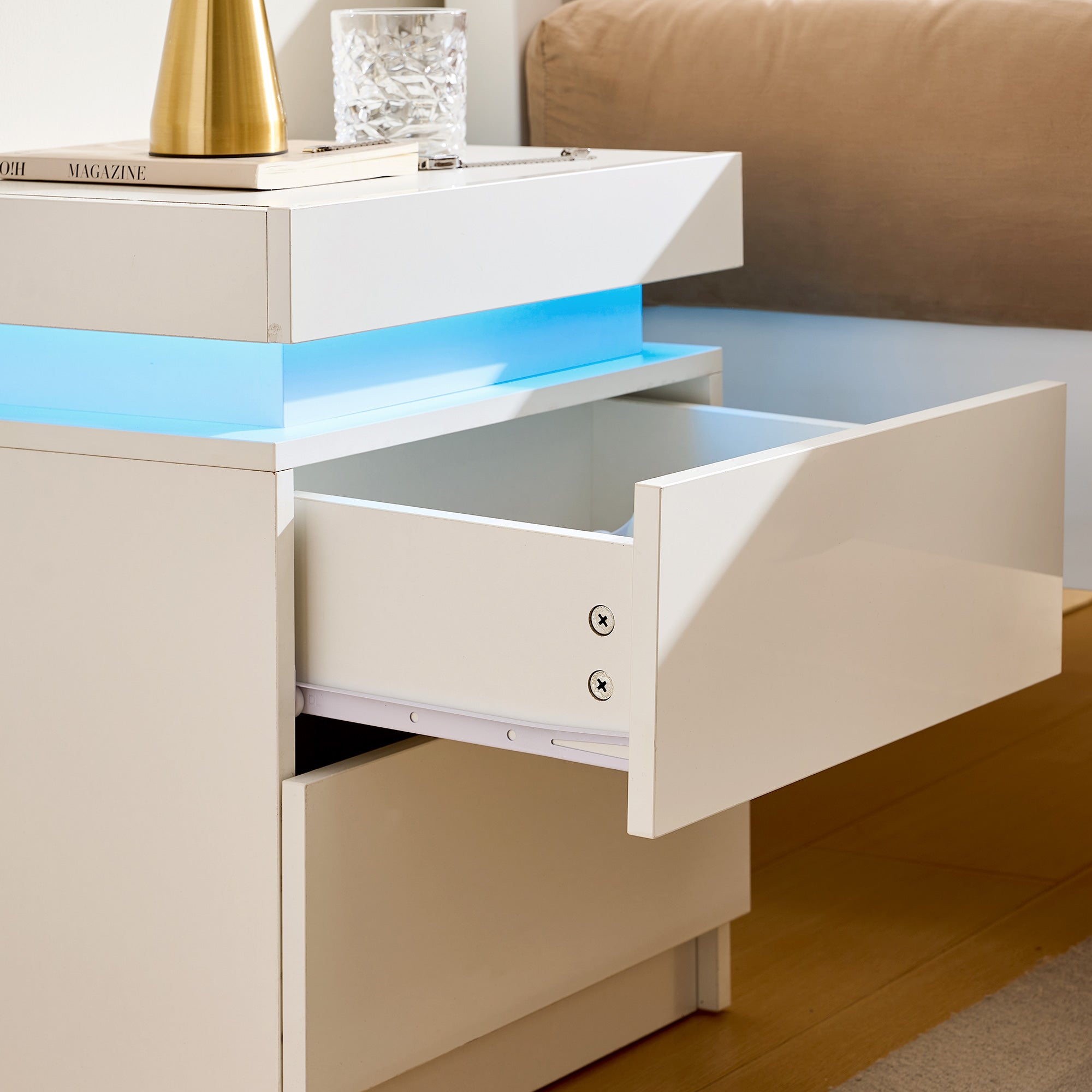 Kumar LED Light Bedside Table