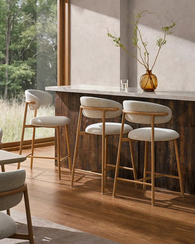 Rowan Cream Chenille Bar Stools, 65 cm