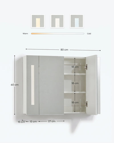 Othello LED Lights Bathroom Mirror Cabinet (2 Door)