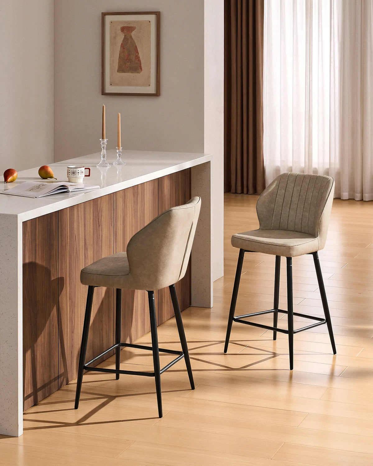 Tabourets de bar Danforth en similicuir, 65 cm