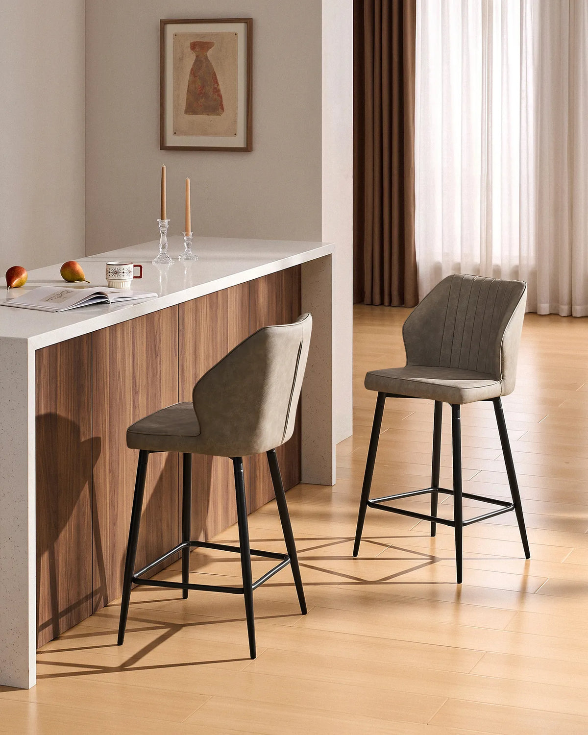 Tabourets de bar Danforth en similicuir, 65 cm