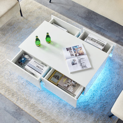 Elara Couchtisch mit LED-Beleuchtung & 4 Schubladen