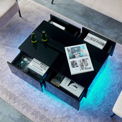 Elara Couchtisch mit LED-Beleuchtung & 4 Schubladen