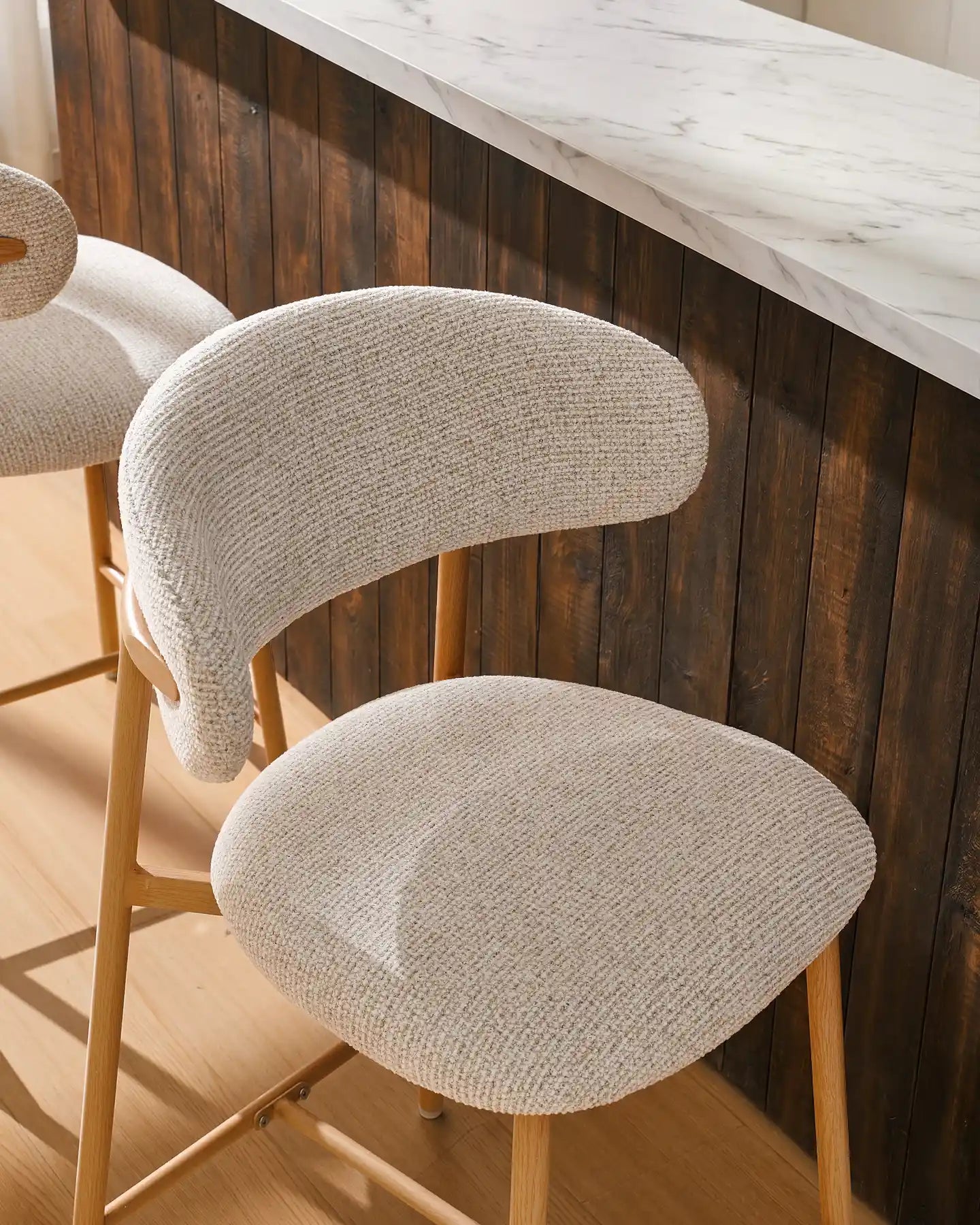 Rowan Cream Chenille Bar Stools, 65 cm