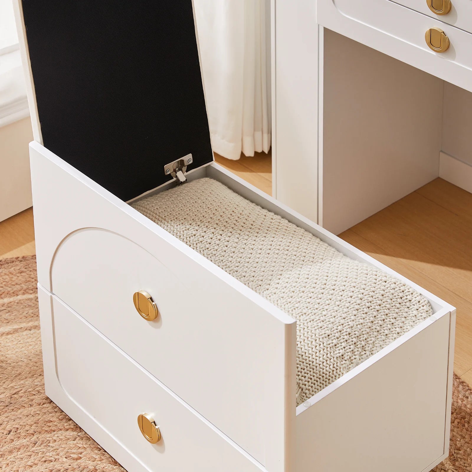 Nuvia Dressing Table Set with Foldable Mirror
