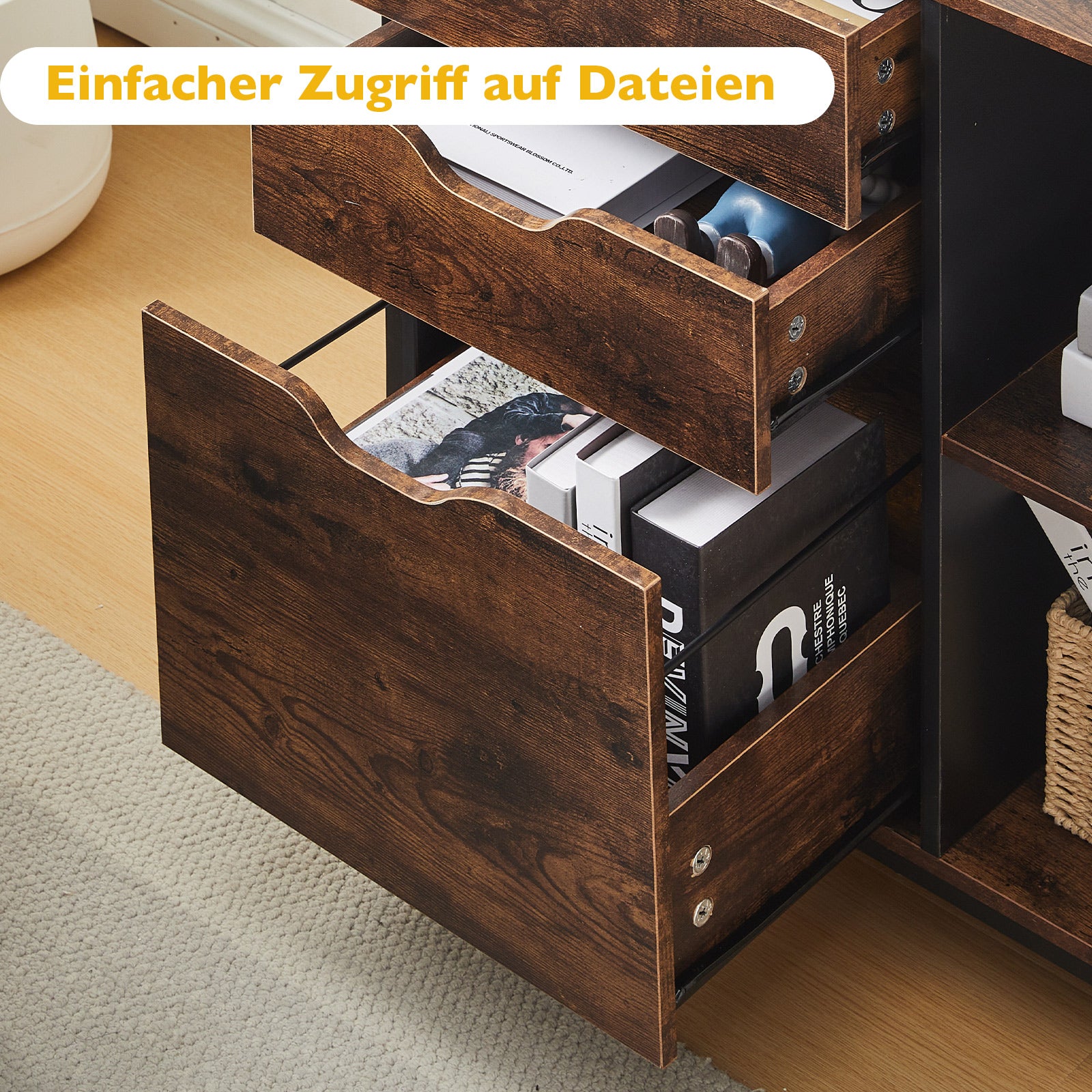 Wide 3-Drawer Modern Industrial Filing Cabinet