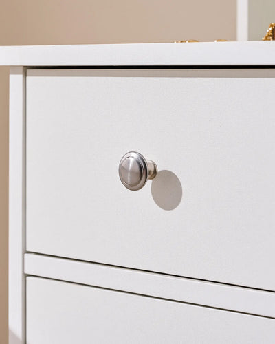 Amya White Dressing Table with a High-Gloss Finish
