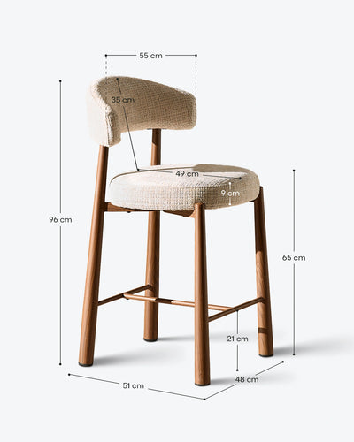 Ansel Cream Chenille Bar Stool – Product Dimensions and Measurements