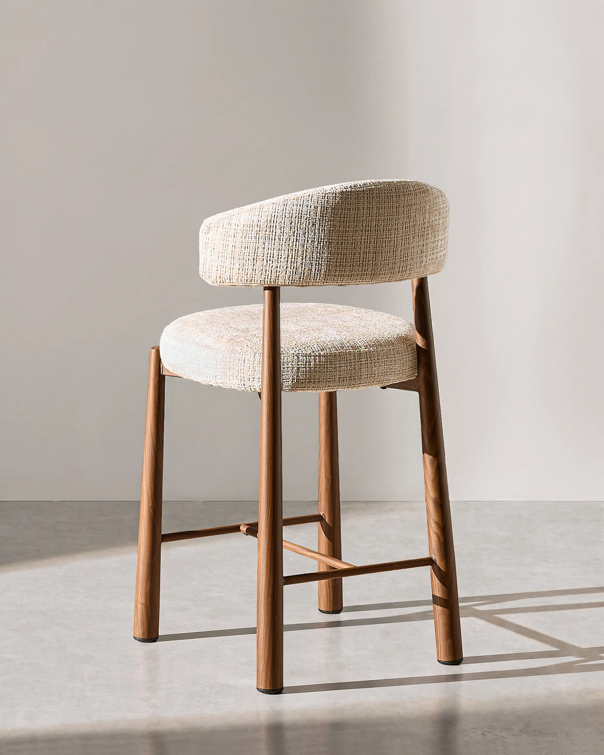 Ansel Cream Chenille Bar Stool – Back View of the Upholstered Backrest