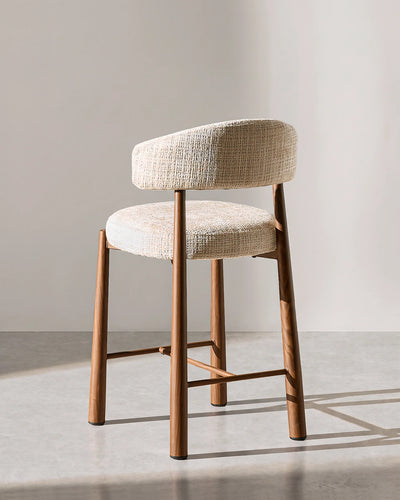Ansel Cream Chenille Bar Stool – Back View of the Upholstered Backrest