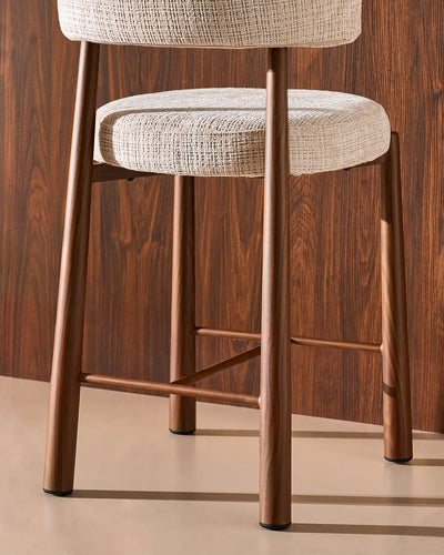 Ansel Cream Chenille Bar Stool – Back View of the Upholstered Backrest