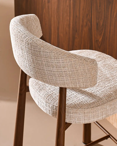 Ansel Cream Chenille Bar Stool – Curved Backrest and Upholstered Finish