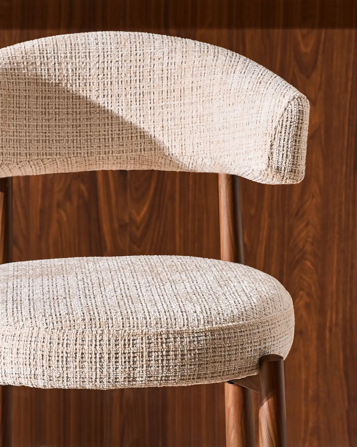 Ansel Cream Chenille Bar Stool – Upholstered Seat and Chenille Fabric Finish