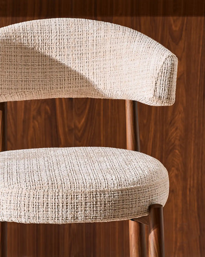 Ansel Cream Chenille Bar Stool – Upholstered Seat and Chenille Fabric Finish