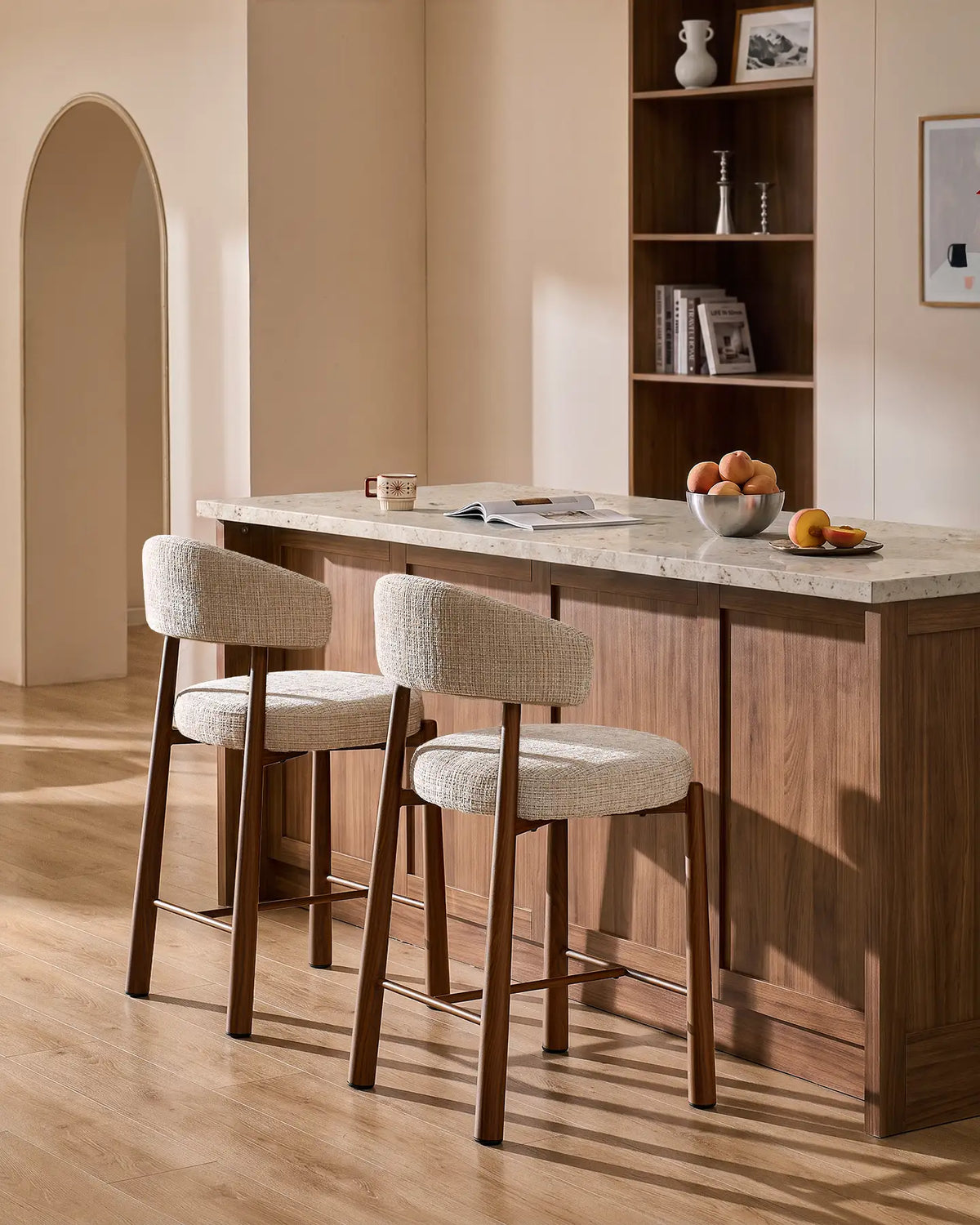 Ansel Cream Chenille Bar Stool – Upholstered Bar Stool