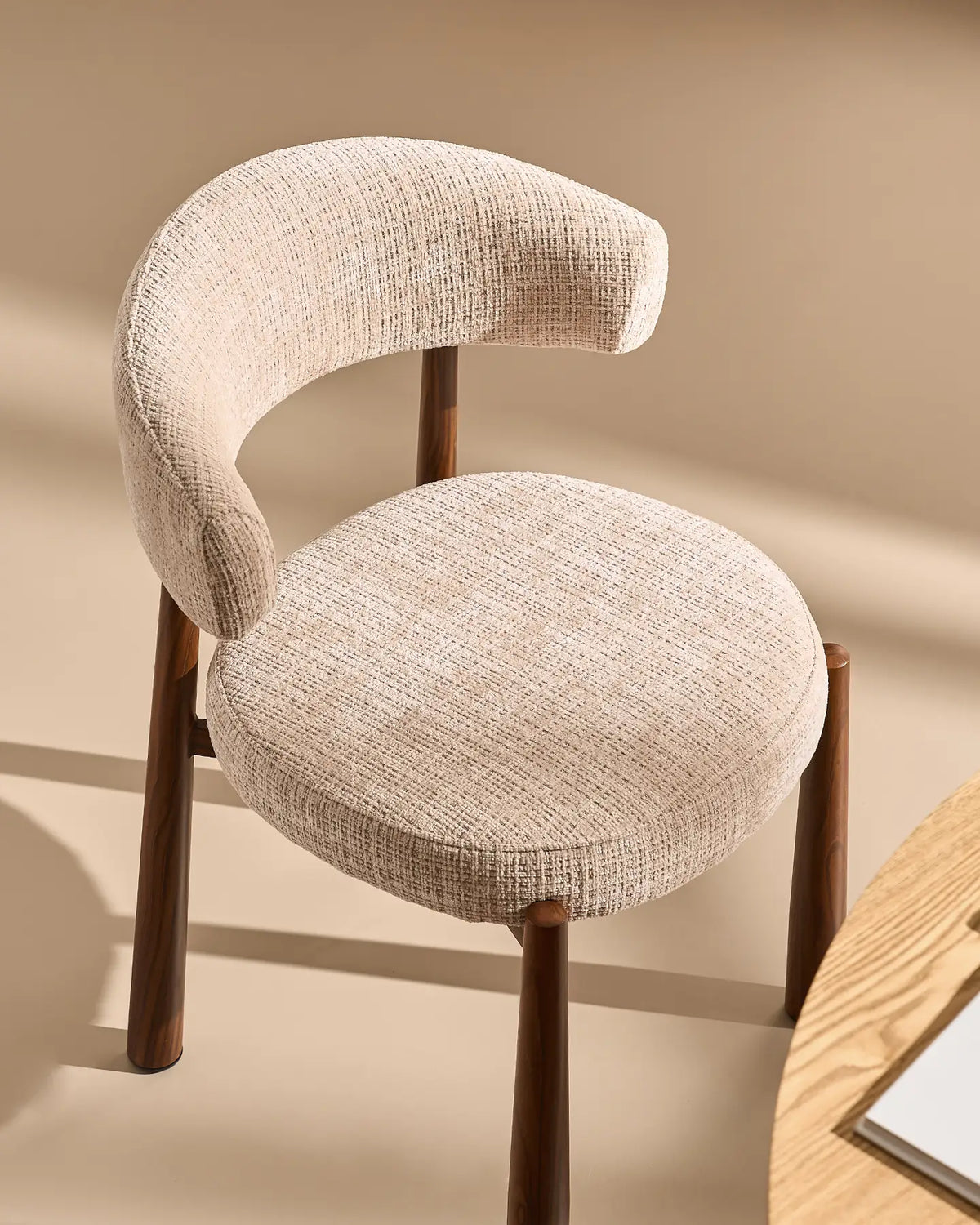Ansel Cream Chenille Dining Chair – Elegant Shape and Textured Upholstery