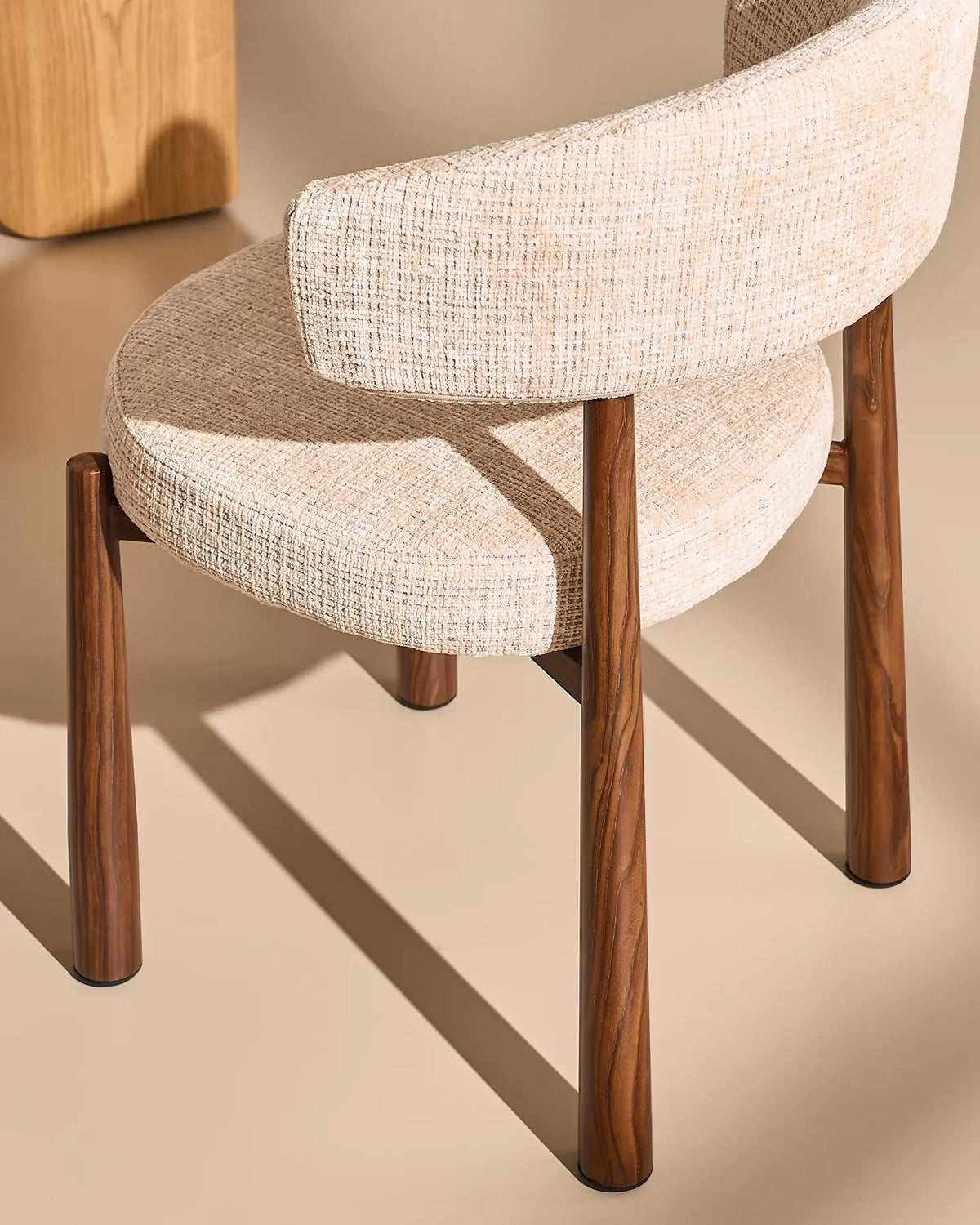 Ansel Cream Chenille Dining Chair – Backrest Design and Rear Profile