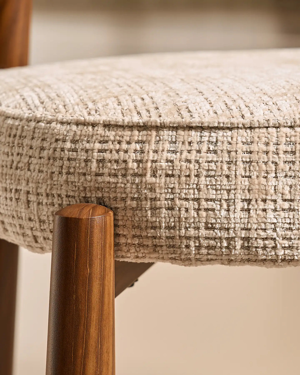 Ansel Cream Chenille Dining Chair – Close-Up of the Textured Chenille Fabric
