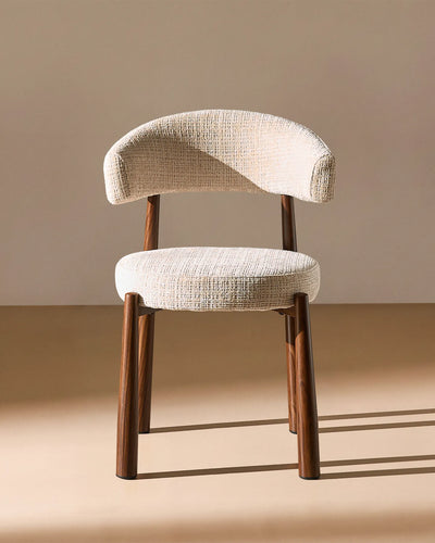 Ansel Cream Chenille Dining Chair – Front View of the Upholstered Seat and Backrest