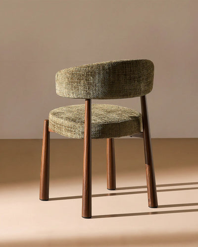 Ansel olivgrön Chenille Dining Chair – ryggstödsdesign och bakre profil