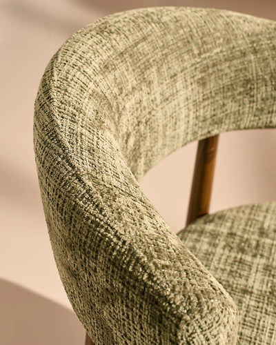 Ansel olivgrön Chenille Dining Chair – närbild av det texturerade Chenille Fabric