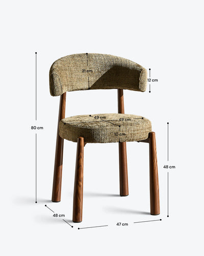 Ansel olivgrön Chenille Dining Chair – produktmått