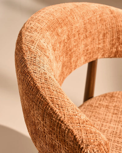 Ansel rostorange Chenille Dining Chair – närbild av det texturerade Chenille Fabric