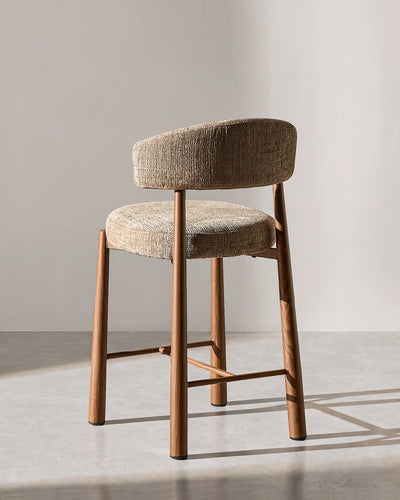 Ansel Taupe Chenille Bar Stool – Back View of the Upholstered Backrest