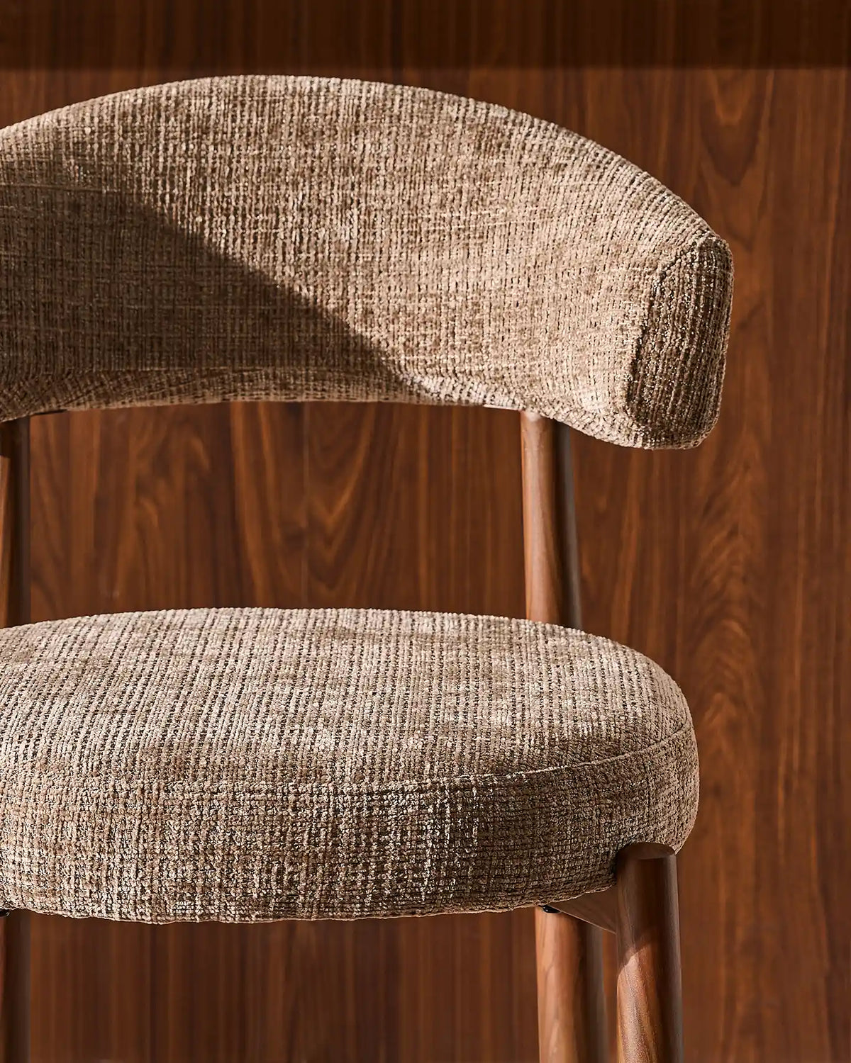 Ansel Taupe Chenille Bar Stool – Upholstered Seat and Chenille Fabric Finish