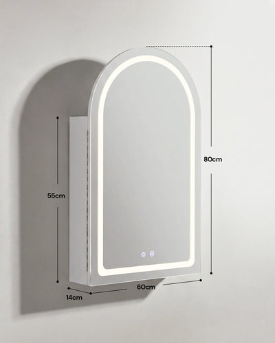 Arcadia White Bathroom Mirror Cabinet Overall Dimensions and Measurements